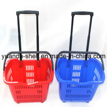 Virgin Plastic Supermarket Shopping Folding Wheel Basket